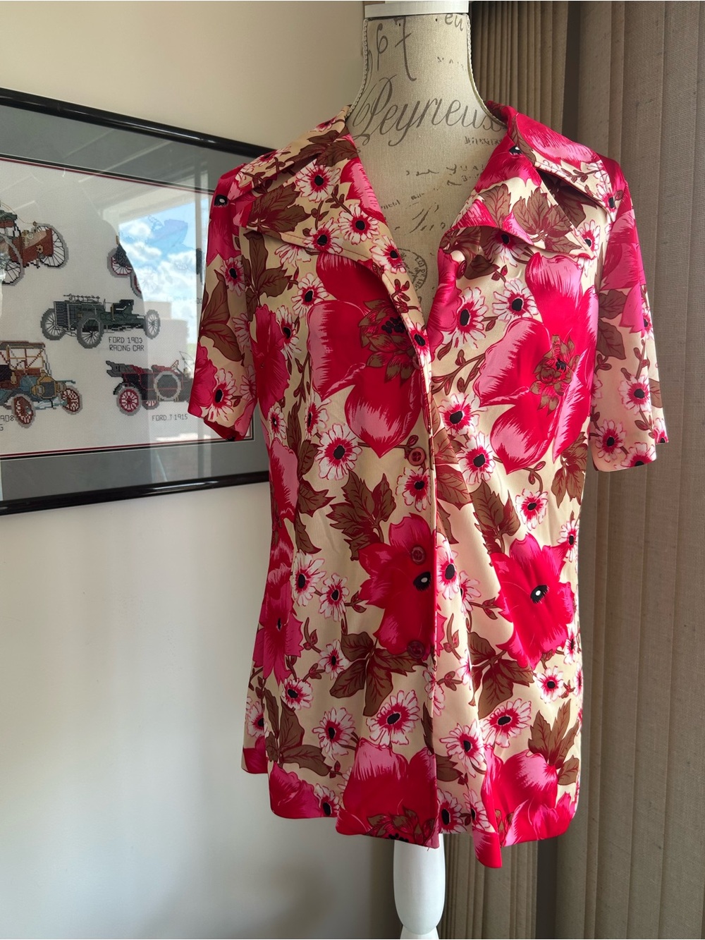 🌺 Vintage 70s Floral Button-Up Blouse | Retro Mod Boho 🌺